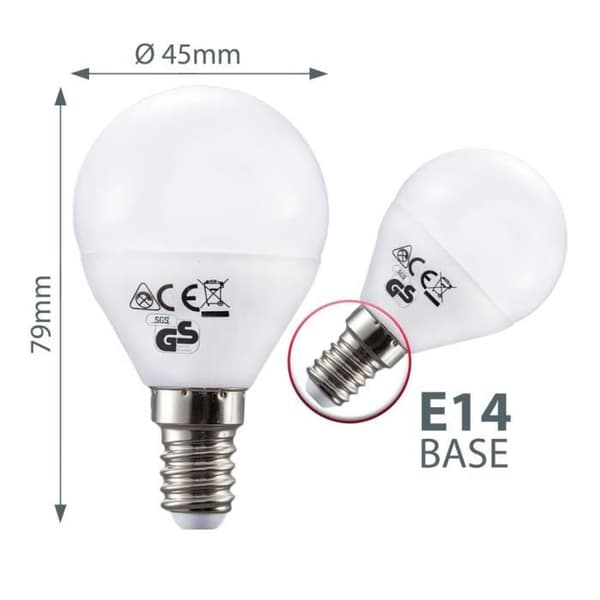 LED-lampa E14 energisparlampa 5W rund form Set om 5