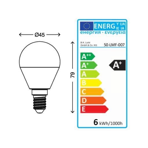 LED-lampa E14 energisparlampa 5W rund form Set om 5