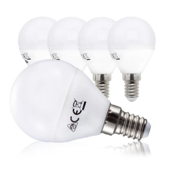 LED-lampa E14 energisparlampa 5W rund form Set om 5