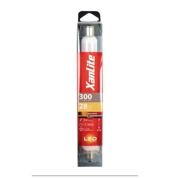 S15 LED-rör - XANLITE - 3W - Varmvitt - 15000h - 28W motsvarande