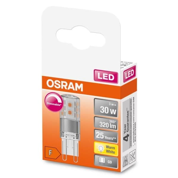 LED-lampa - OSRAM - G9 DIM - 3 W - Varmvit - 2700 K - Dimbar
