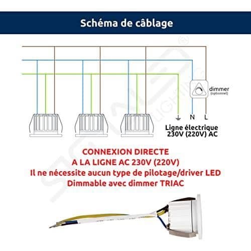 Sigmalbelysning - MINI SPOT LED 3W RUND - Dimbar 300 lumen - Ø35x25mm - LED SPOT infälld Naturligt ljus 4000K - Strömförsörjning