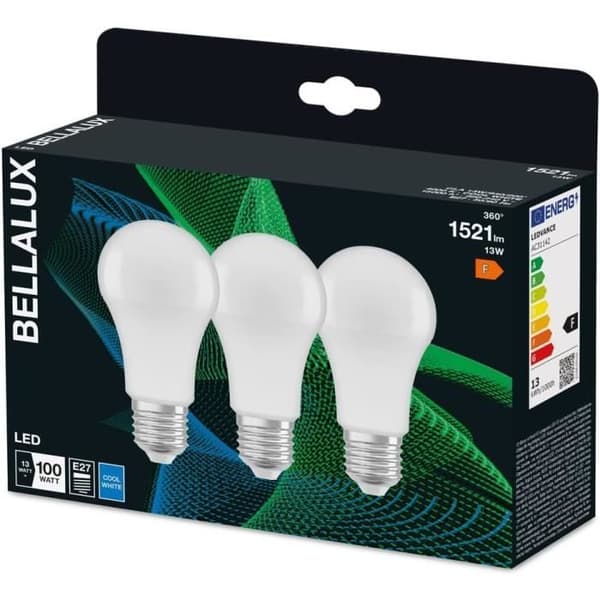 LED-lampa - LEDVANCE - BELLALUX - E27 - Kallvit 4000K - 1521 Lumen - 3-pack