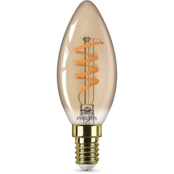 PHILIPS E14 Flame LED-lampa - 15W varmvit bärnsten - Kompatibel med dimmer - glas
