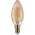 Miniatyrbild 2 av 2: PHILIPS E14 Flame LED-lampa - 15W varmvit bärnsten - Kompatibel med dimmer - glas