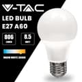 Miniatyrbild 3 av 4: V-TAC LED-lampor E27 8,5W (motsvarande 60W) A60-806 Lumen - 4000K Neutral Vit - 200° ljusstråleöppning - Effektivitet