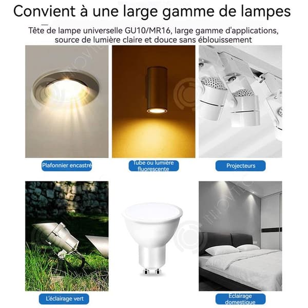 INN Ampuller LED GU10 7W Kall vit 6000K Ej dimbar Strålvinkel 120 grader Energivänliga Hemlampor Pack om 10