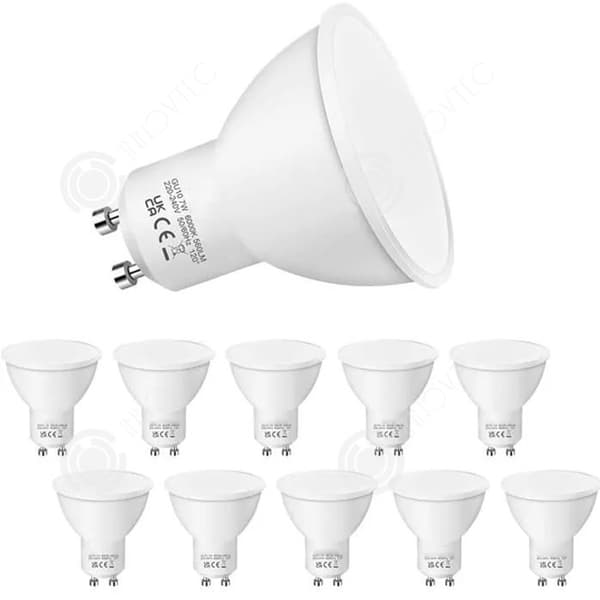 INN Ampuller LED GU10 7W Kall vit 6000K Ej dimbar Strålvinkel 120 grader Energivänliga Hemlampor Pack om 10