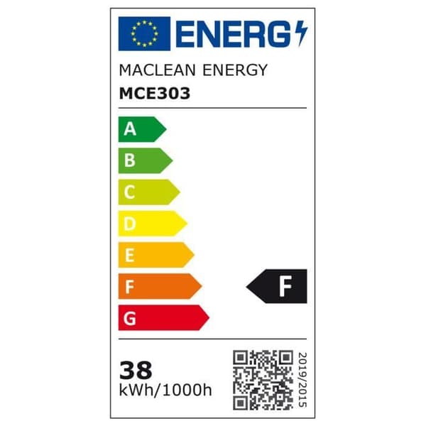 Maclean MCE303 CW LED-lampa, E27, 38W, 220-240V AC, kall vit, 6500K, 3990lm