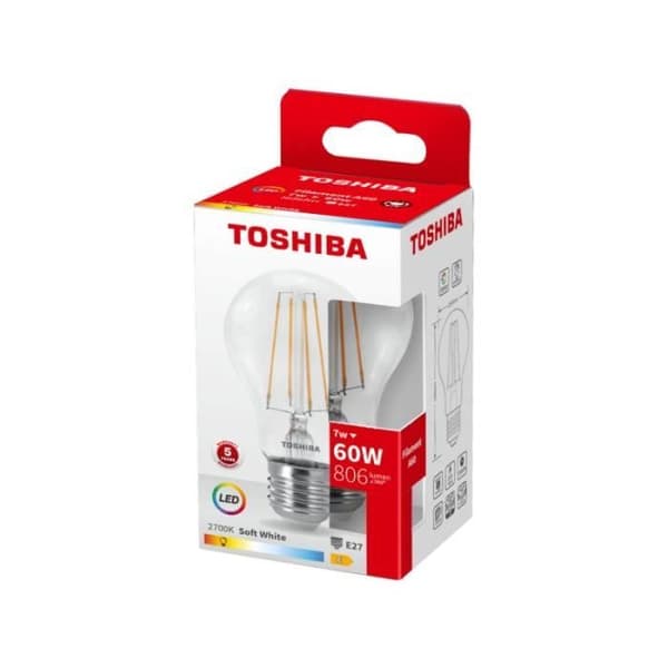 LED-lampa - TOSHIBA - A60 E27 - Varmvit - 7W - 2700K