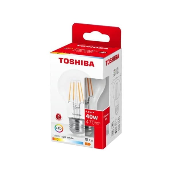 Ampull LED med filament A60 E27 4.5W 2700K TOSHIBA
