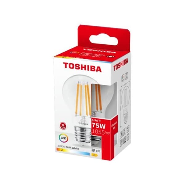 Filament LED-lampa - TOSHIBA - A60 E27 - Varmvit - 30000 timmar - Energiklass E