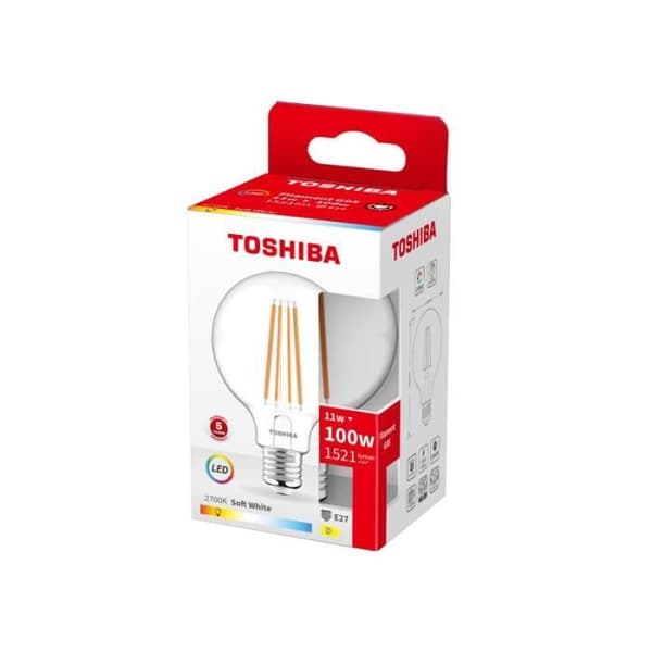 LED-glödlampa E27 - TOSHIBA - 11W - 2700K - 1521lm - Svart