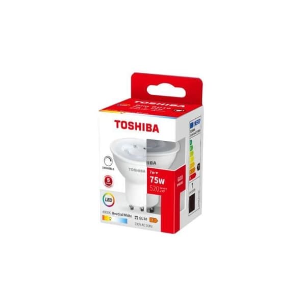 Ampull LED STD GU10 7W 4000K 520lm vit neutral dimbar TOSHIBA