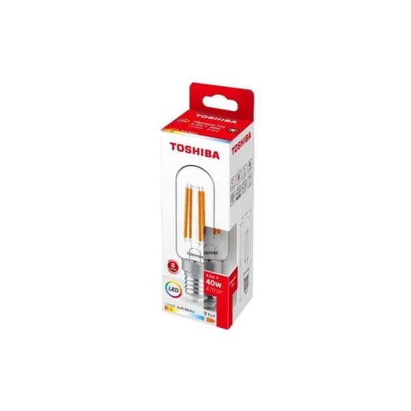 LED-filamentlampa E14 4.5W 2700K 470lm varm vit tubformad TOSHIBA