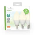 Miniatyrbild 3 av 3: Paket med 3 LED-lampor E14 2,8 W 250 lm 2700 K Stearinljusform Nedis Vit