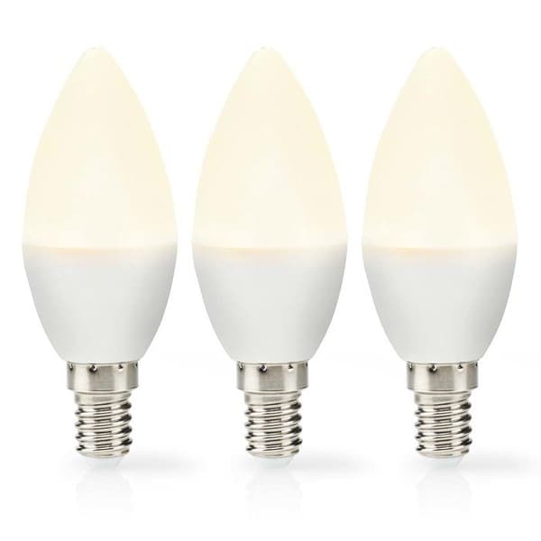 Paket med 3 LED-lampor E14 2,8 W 250 lm 2700 K Stearinljusform Nedis Vit
