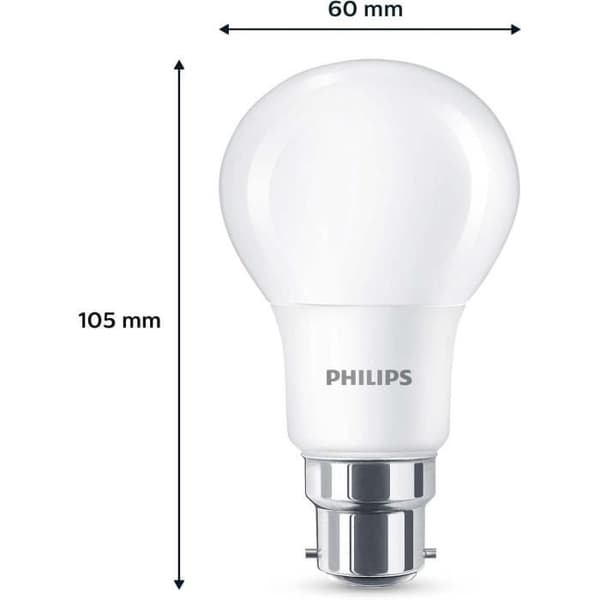 LED-pære - PHILIPS - 60 W - B22 - Varm hvid - Matteret - Ikke-dæmpbar - 3 stk.