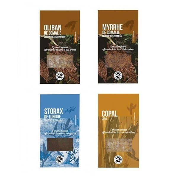 4 rökelsehartser att bränna - Frankincene, Myrra, Copal, Storax