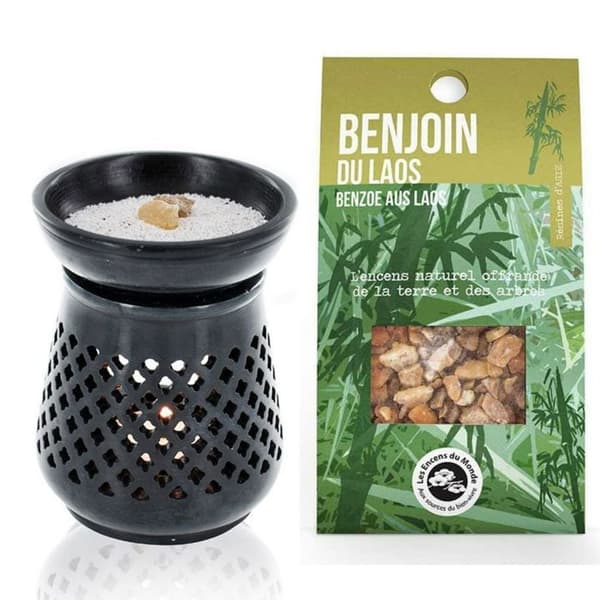 Diffusor med rökelsehållare + Benjoiräver från Laos