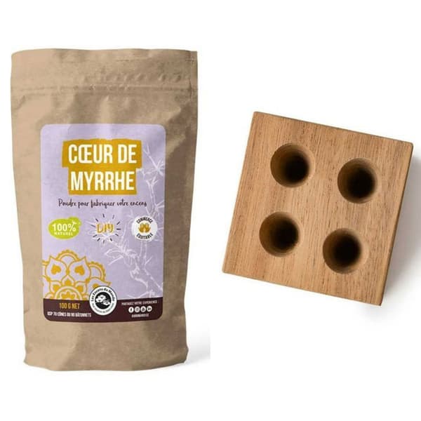 DIY rökelse - Träform för 4 kottar + Myrra Heart Powder