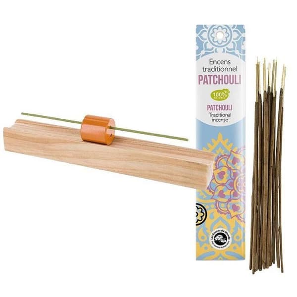 Hinoki Precious Wood rökelsehållare + Patchouli indisk rökelse