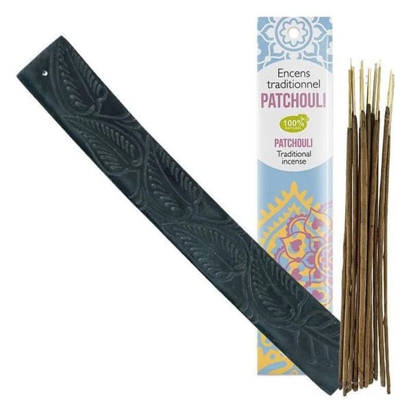 Kaya sten rökelsehållare med exotiska blommor + indisk rökelse med Patchouli