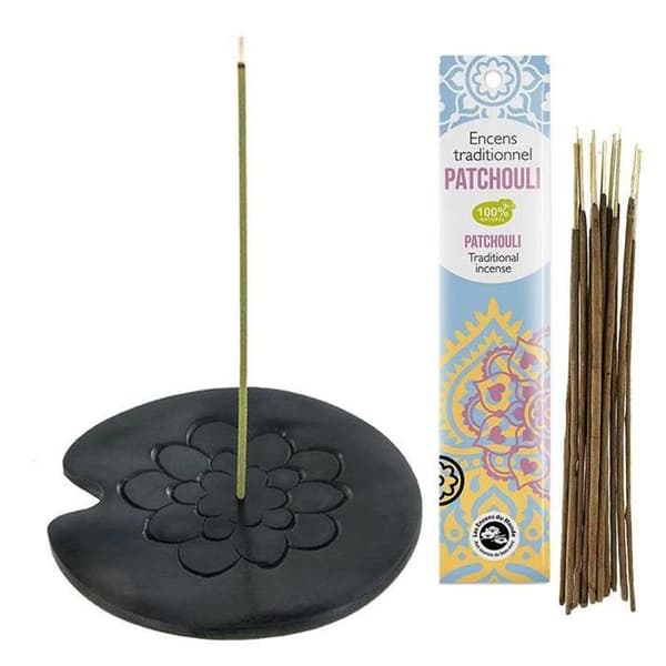 Lotus rökelsehållare + indisk rökelse med patchouli