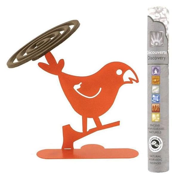 Porte-spiraler för orange undulater + 14 pinnar ayurvedisk rökelse