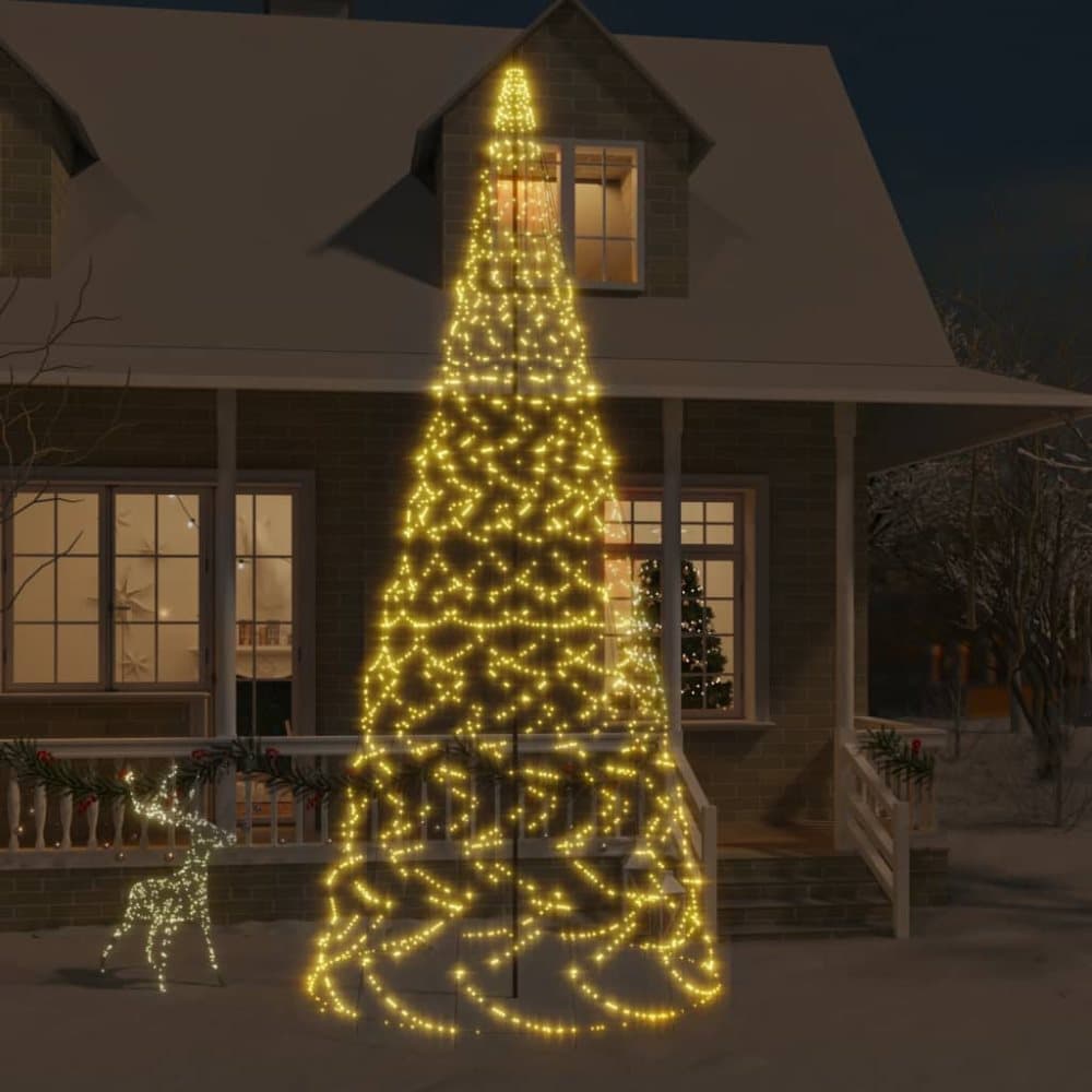 Julgran på flaggstång varmvit 1400 LEDs 500 cm CDON