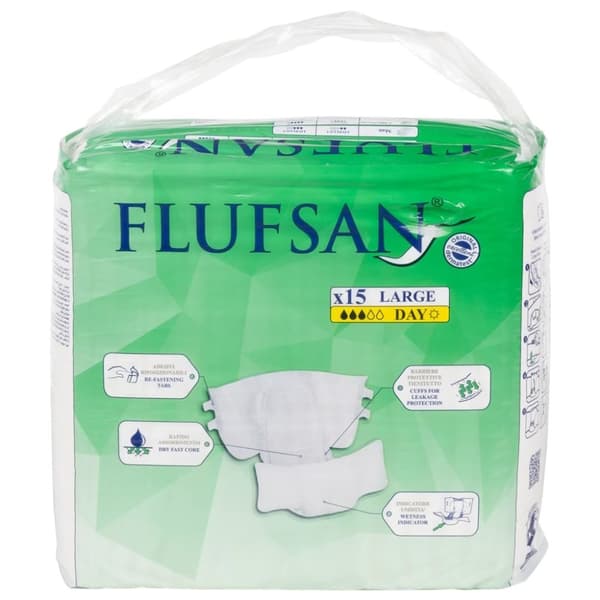 vidaXL Flufsan Vuxenblöjor engångsblöjor 15 st storlek L