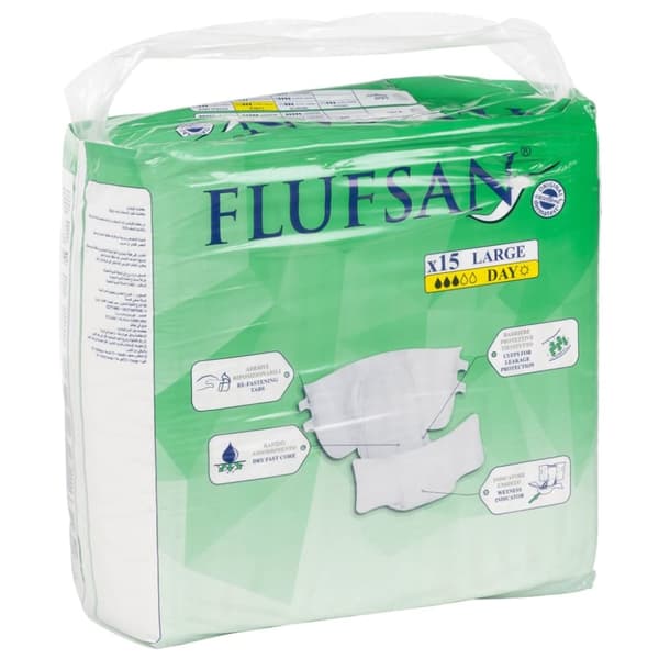 vidaXL Flufsan Vuxenblöjor engångsblöjor 15 st storlek L