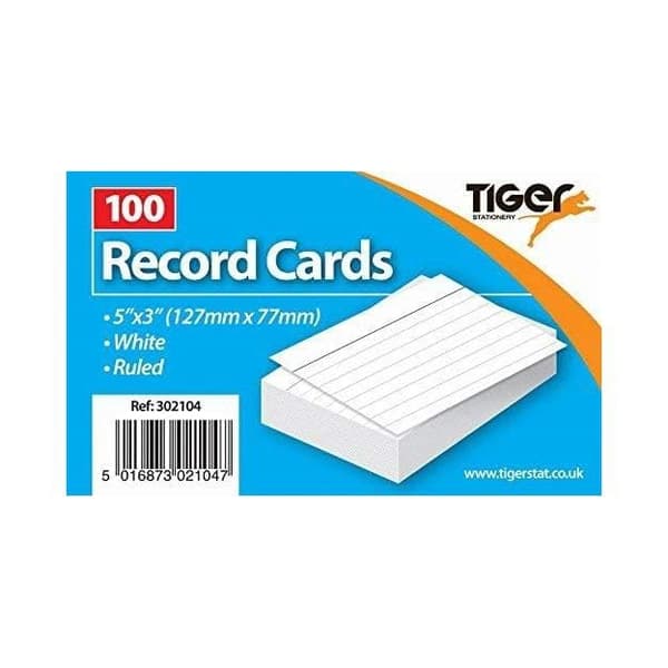 Tiger Stationery Ryman linjerade kort (100-pack) White One Size