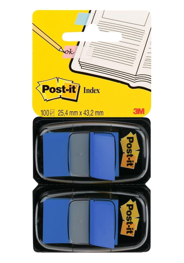 Index POST-IT 25,4x43,2mm blå 100/fp 6st
