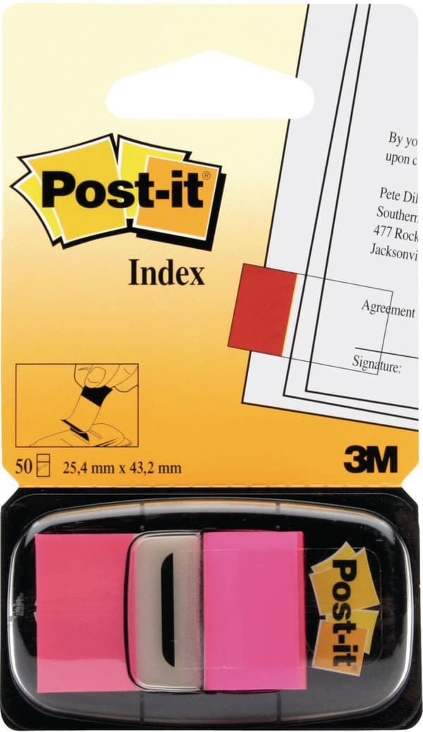 Index POST-IT 25,4x43,2mm cerise 50/fp 12st