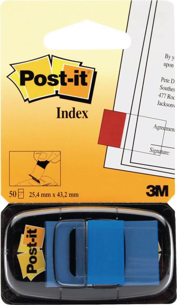 Index POST-IT 25,4x43,2mm blå 50/fp 12st