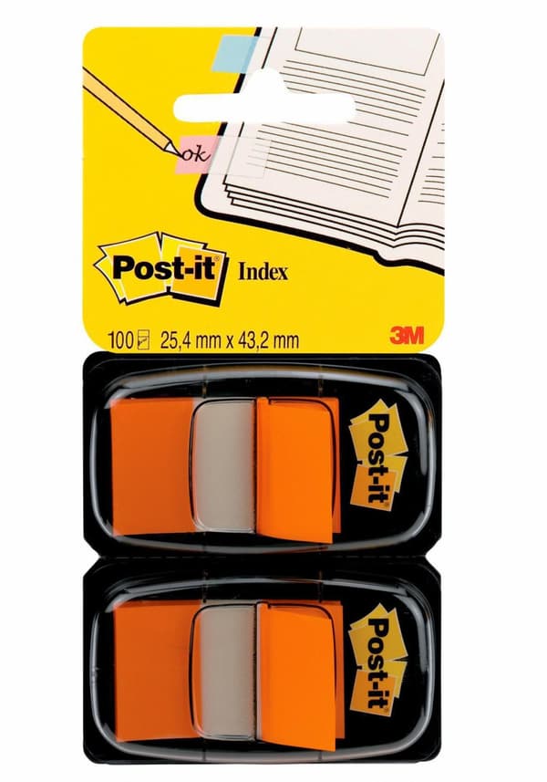 Index POST-IT 25,4x43,2mm orange 100/fp 6st