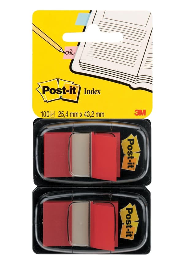 Index POST-IT 25,4x43,2mm röd 100/fp 6st