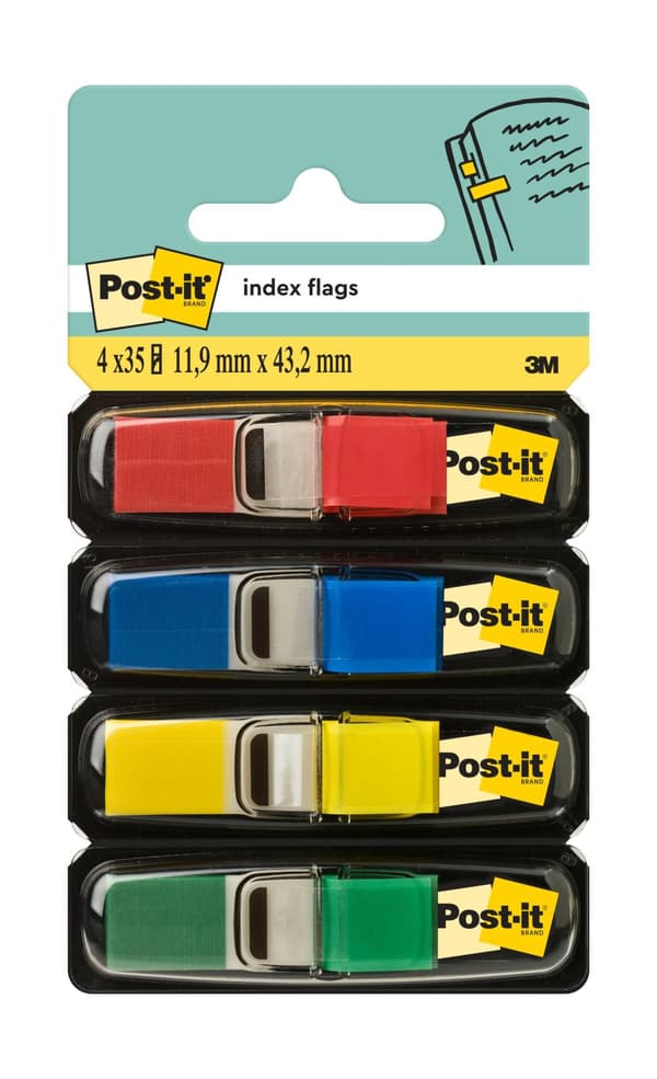 Index POST-IT 12X43mm r/b/g/g 140/fp 6st
