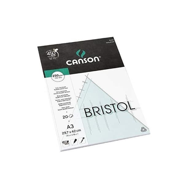 Bristol pad - CANSON - A3 - 250 g/m2 - 20 ark - Extra slät - Vit