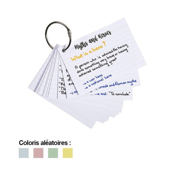 Flashcards - Exacompta - Paket med 50 A7-kort - Små rutor - Slumptalsfärger - Studier