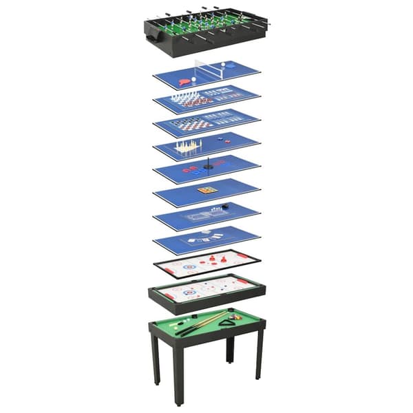 Multi-spelbord 15-i-1 121x61x82 cm svart