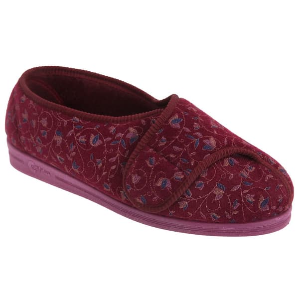 Comfylux Womens/Ladies Helen Floral Superwide Slippers Wine 5 UK