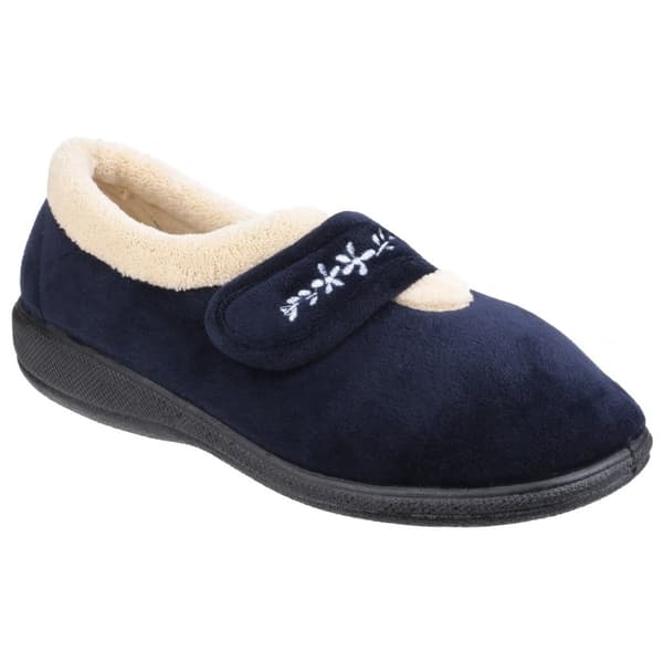 Fleet & Foster Dame/Damer Capa Floral Touch Fasten-tøfler Navy 5 UK