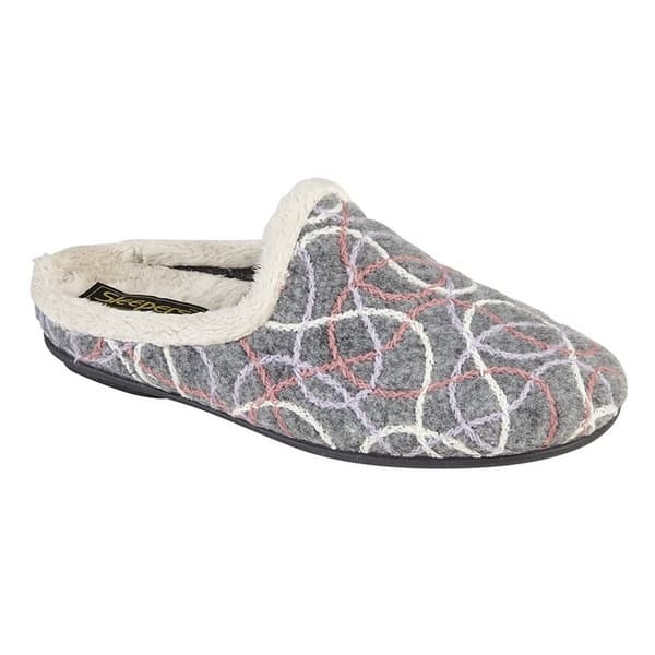 Sleepers Dame/Damer Katie strikkede mønstrede mule-tøfler Grey 8 UK