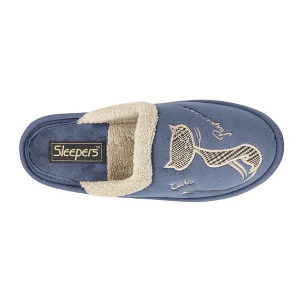 Boulevard Womens/Ladies Cat Motif Cuff Mule Slippers