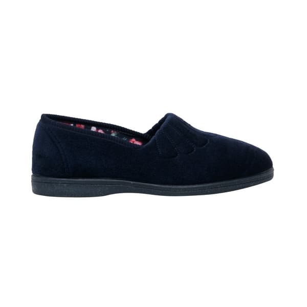 Sleepers Womens/Ladies Fan Stitch Wide Fitting Slippers