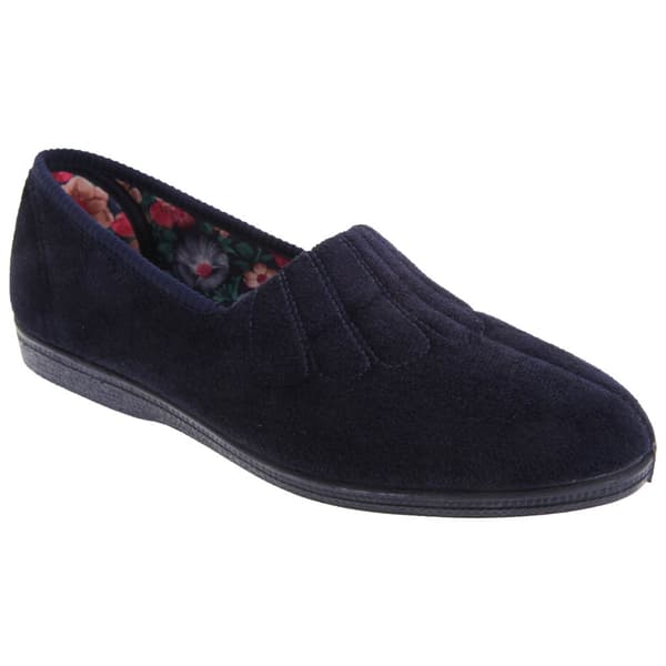 Sleepers Womens/Ladies Fan Stitch Wide Fitting Slippers
