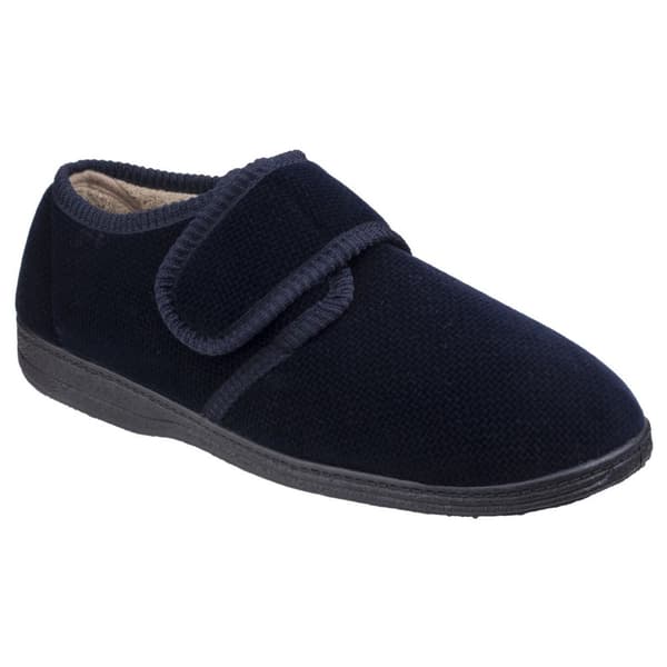 Fleet & Foster Mens Sam Touch Fastening Slippers Navy 12 UK
