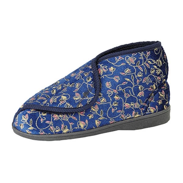 Zedzzz Kvinnor/Damer Geraldine Touch Fastening Floral Bootee Tofflor Navy Blue 4 UK
